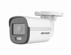 [DS-2CE10KF0T-LFS] Mini cámara tipo bala fija con luz híbrida inteligente ColorVu 3K (5 MPX), lente focal fija de 2,8 mm y 3,6 mm, distancia IR de hasta 20 m para imágenes nocturnas, distancia de luz blanca de hasta 20 m para imágenes nocturnas, audio a través de cable coaxial, micrófono incorporado, IP67, marca Hikvision