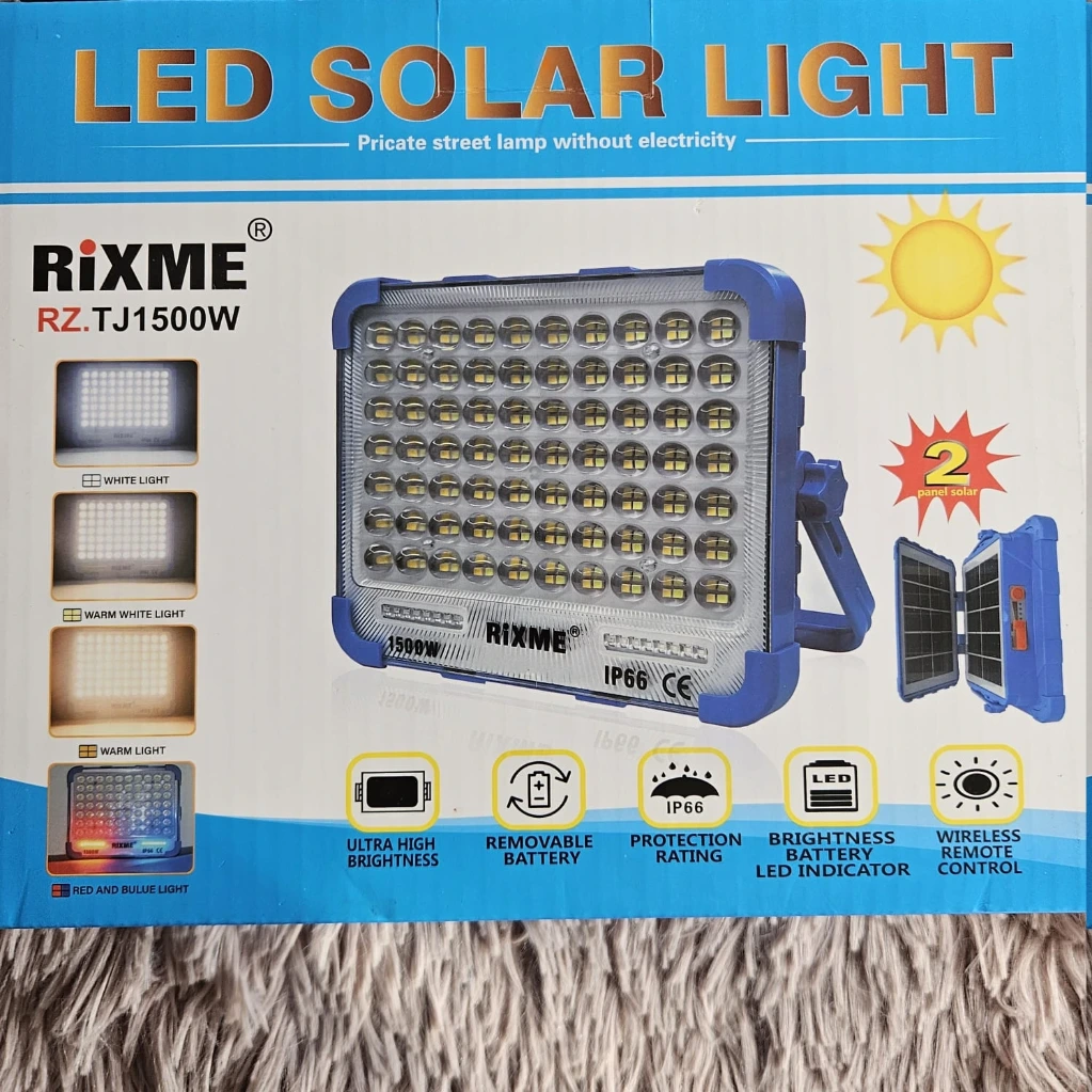 Lampara Led Solar Portatil Panel Doble 30388 RIXME