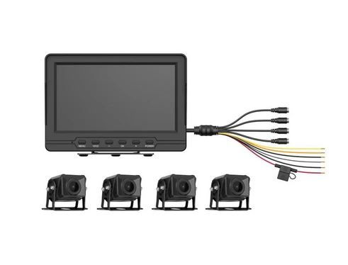 [AE-VD2501A-A/NTSC] Sistema de monitoreo de cuatro vías, acceso a cámaras 1080P de 4 vías, sobrescritura de grabaciones, CC externa de 9 V a 36 V, modo de bajo consumo de energía, tarjeta TF de 64G de Hikvision, Fácil instalación y operación