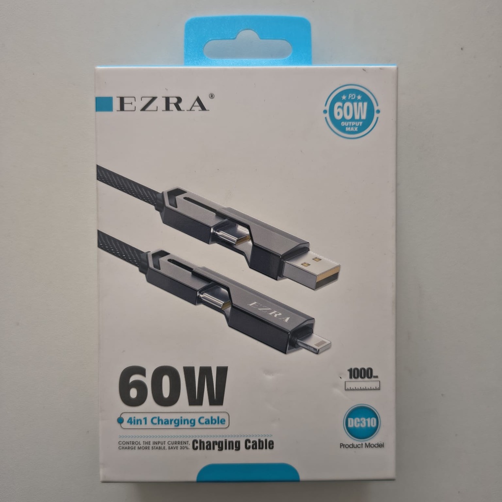 Cable de Carga Rapida 60w 4 en 1 - USB/TipoC a Lighting(iPhone) y Tipo C