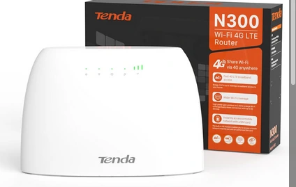 [4G03] Router N300 Wi-Fi 4G LTE, puertos: 1 WAN FE, 1 LAN FE y ranura Nano Sim, soporta failover, marca Tenda